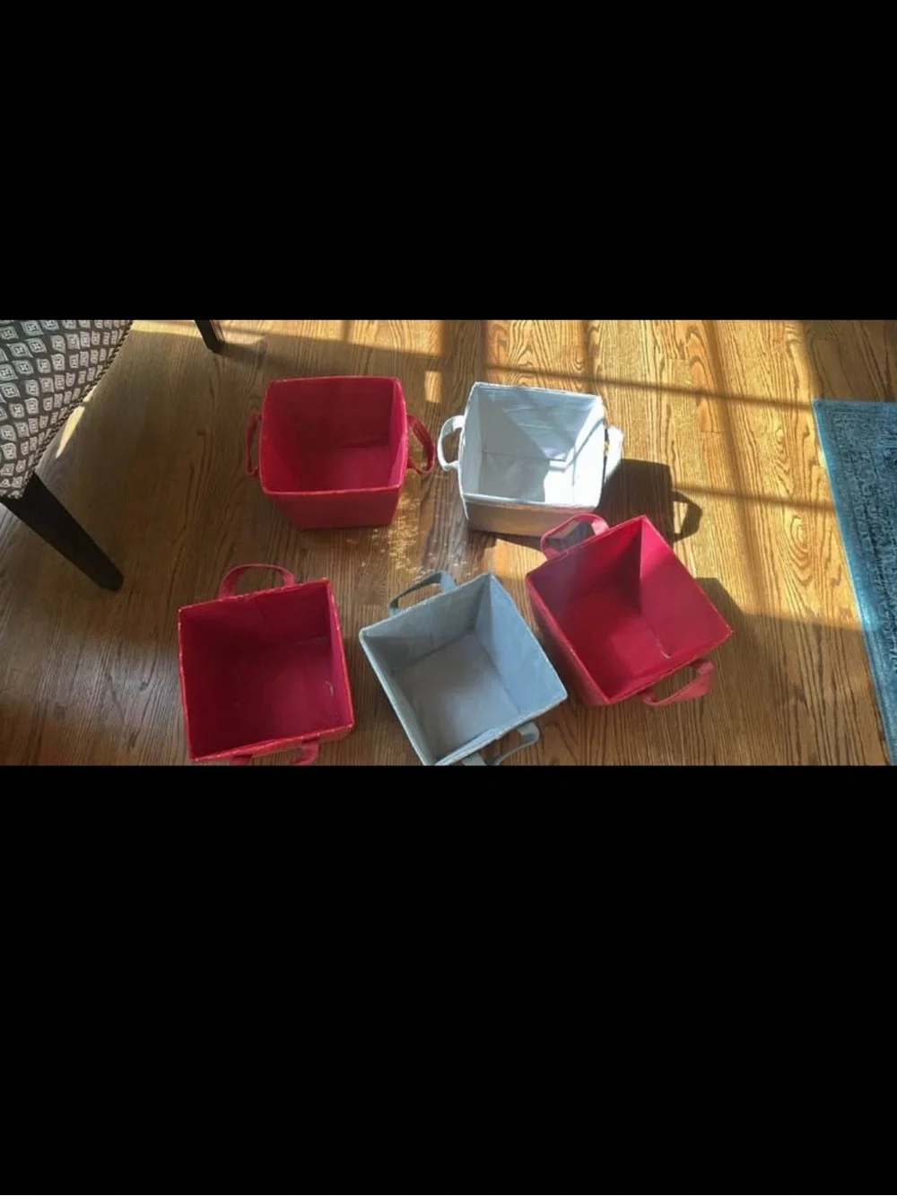Sequin Collapsible Storage Bins - Red & Silver, Set of 5